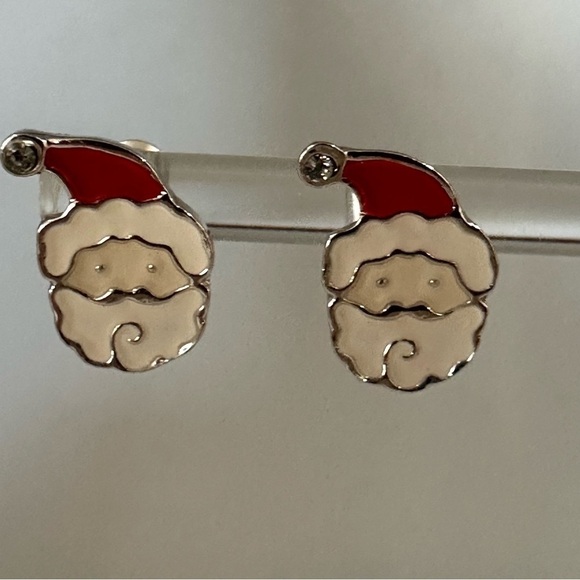 Santa Earrings with Swarovski Crystal | Handmade Holiday Jewelry NWT - Picture 5 of 15
